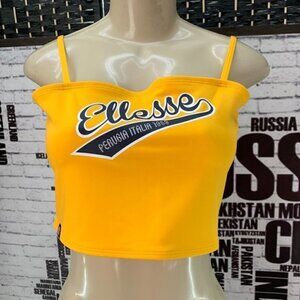Ellesse XL Yellow Logo Double Layered Bra Top